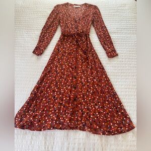 LOFT Multicolor Polka Dot Long Sleeve Dress Size 00